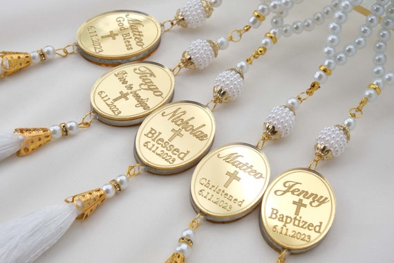 Baptism Gift Girl, Personalized Christening Rosary Favors for Guest Gift, Mi Bautizo, Communion Favors Bulk, Recuerdo De Bautismo, Religious