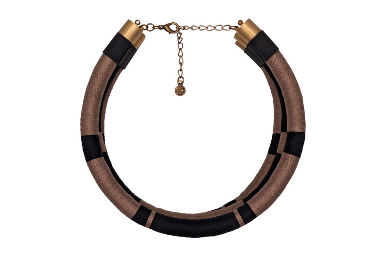 Black African Choker, Statement Necklace, Handmade Jewelry, Elegant Neck ring, Boho Necklace, Black Choker, Beige Necklace image 4