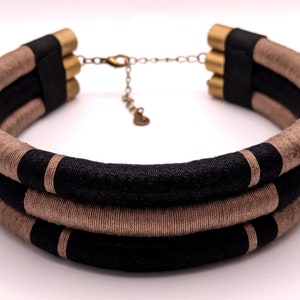 Black African Choker, Statement Necklace, Handmade Jewelry, Elegant Neck ring, Boho Necklace, Black Choker, Beige Necklace image 6