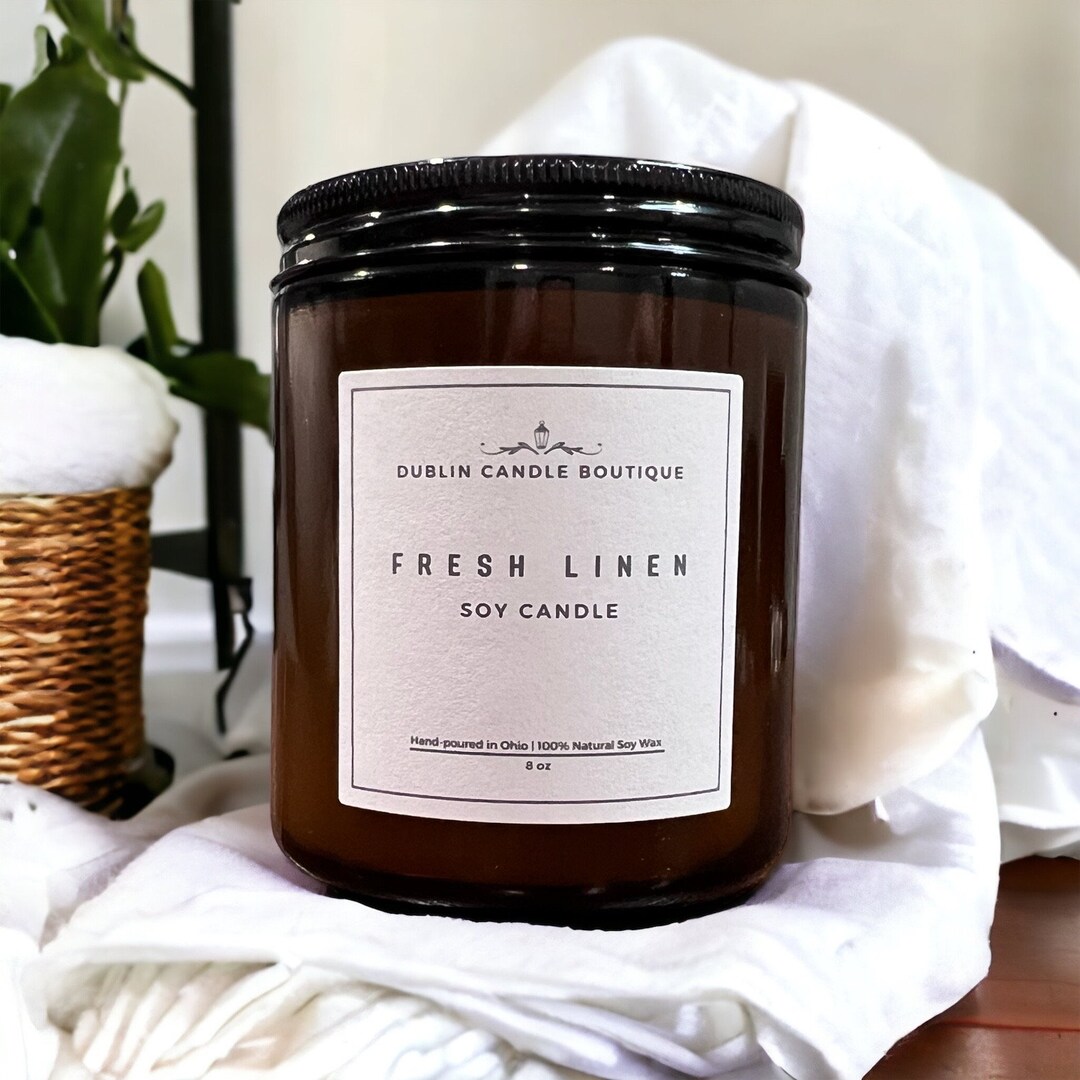 Fresh Linen Candle Homemade Candles Decorative Nontoxic Candle Etsy