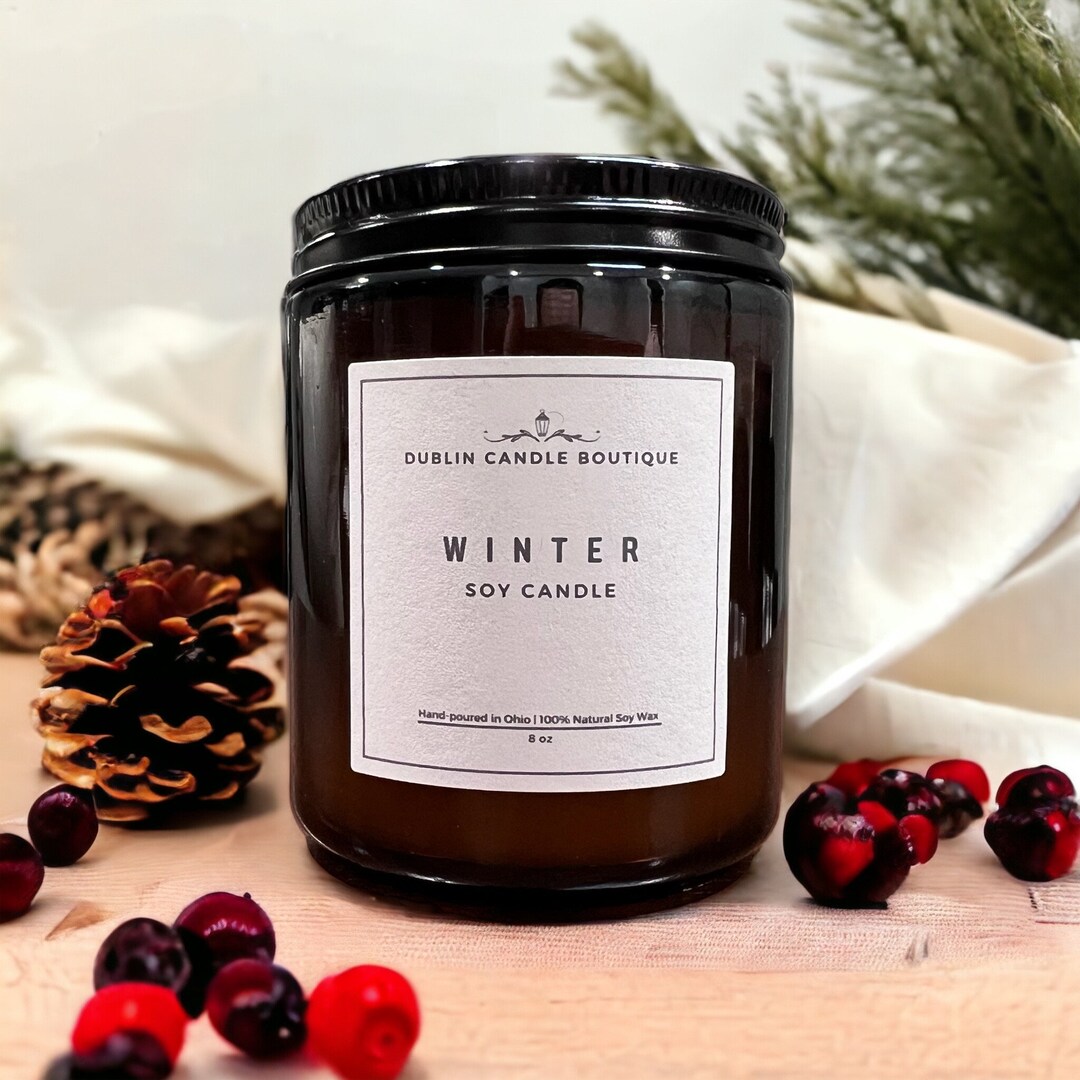 Winter Candle Jelly Jar Candles Luxury Candle Jars Peppermint Etsy