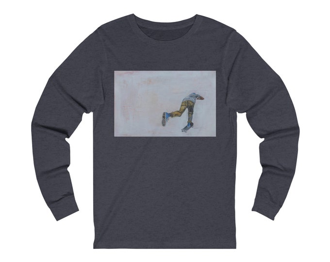 SKATEBOARD ART T-SHIRT unisex long sleeve shirt (skate culture original artwork clothing apparel gift skateboarder skater guys men women)