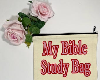Bible Study Bag | Christian Zipper Pouch | Faith Gift for Women | Bible Journaling Organizer | Church Bag | Christian Gift Idea