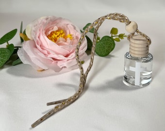 Hanging Car Diffuser: Scented Air Freshener with White Cross