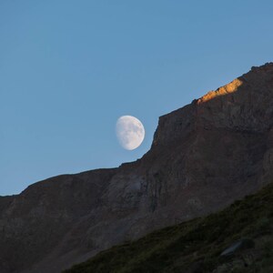 Moon and mountain. Full moon and rock. Moonlight wallpaper for print. Rocky mount and shining moon. Moon wall art. Moon print. Moon light
