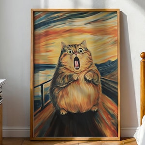 Lustiger Screme Cat Kunstdruck - Parodie Fat Cat Poster (Digitaler Download)