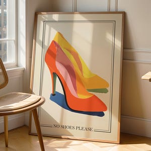No Shoes Print Printable Wall Art Remove Your Shoes Digital Print Entrance Sign Funny Retro Poster Download Pair of Shoes Art House Rules