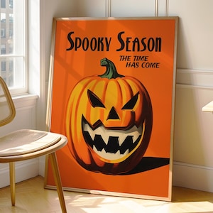 Spooky Season Pumpkin Art Print – Halloween Jack‑O‑Lantern Digital Wall Decor, Fall Poster, Halloween Wall Art, Digital Print