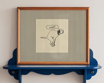 Funny Bathroom Art Dog Pooping Poster Minimalist Toilet Print Chic Bath Decor (Digital Download)