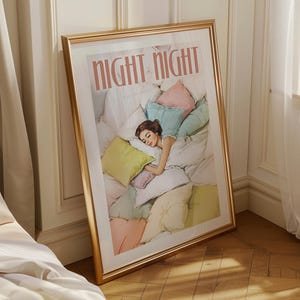 Pôster "Boa Noite" da Bela Adormecida - Arte Sonhadora - Decoração Retrô Pastel dos Anos 60 para Quarto (Download Digital)