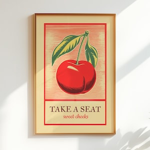 Take a Seat Sweet Cheeks Funny Bathroom Art Retro Toilet Decor (Digital Download)