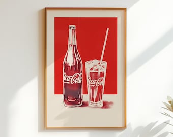 Coca Cola Wall Art Vintage Coke Poster Retro Kitchen Print (Digital Download)