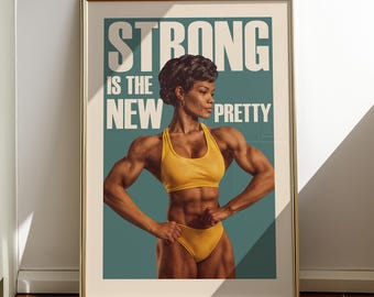 Retro Gym Girl Print: Strong Is The New Pretty - Fitness Motivation (Digital Print)