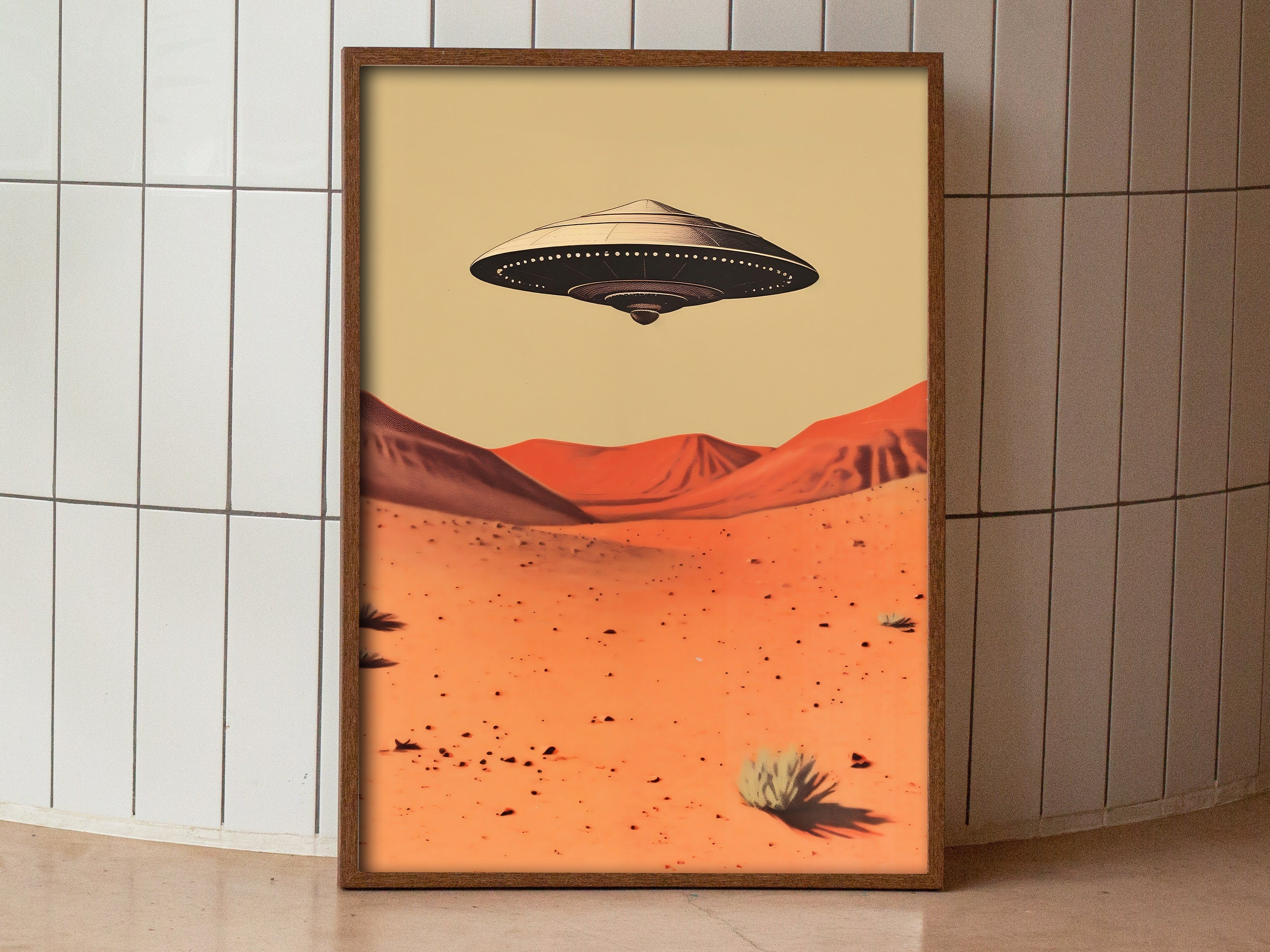 Retro Ufo Poster Alien Wall Art UFO Retro Print Hovering Ufo Flying ...