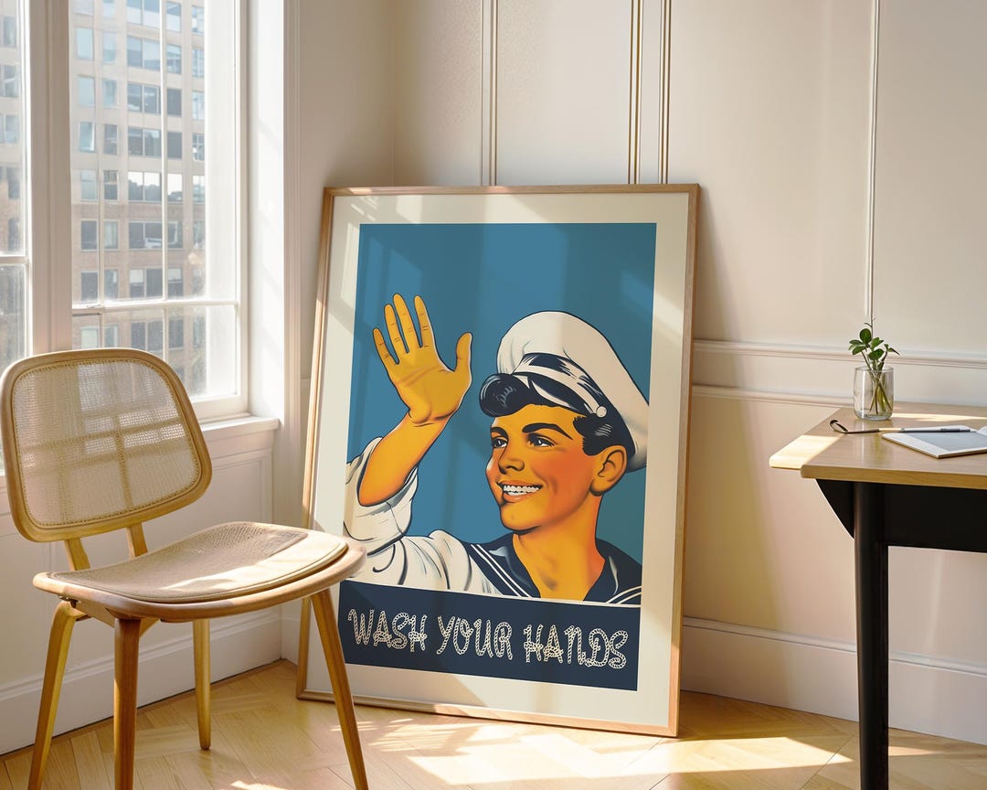 Wash Your Hands Poster - Kids Bathroom Wall Art Classroom Hygiene ...