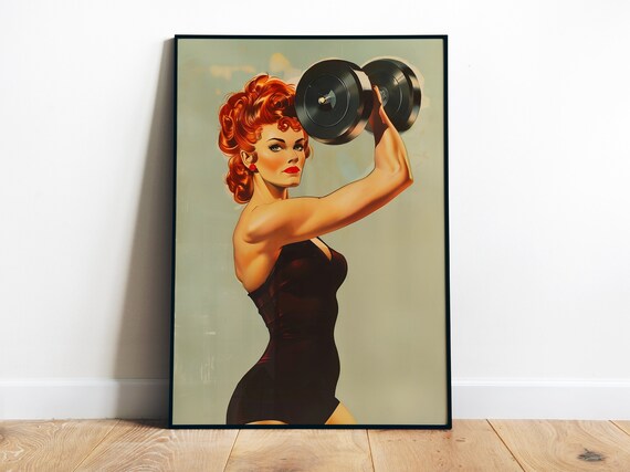 Retro Gym Poster Printable Gym Art Work Exercise Wall Art Fitness Print Gym Wall Art Bodybuilding Print Weightlifting Art Gym Gift for Her