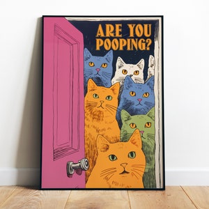 Bathroom Cat Print For Toilet Wall Art Print Funny Cat Print Maximalist Wall Art Bathroom Wall Art Toilet Poster Funny Posters Pooping Print