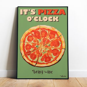 Retro Pizza Print Italian Food Poster Kitchen Pizza Art Digital Print Kitchen Wall Art Funny Pizza Poster Printable Wall Art Food Pizzeria