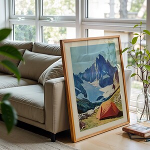 Retro Tent Outdoors Art Prints Mountain Camping Print Hiking Wall Art Printable Rock Climbing Art Cabin Wall Print Outdoorsy Home Decor