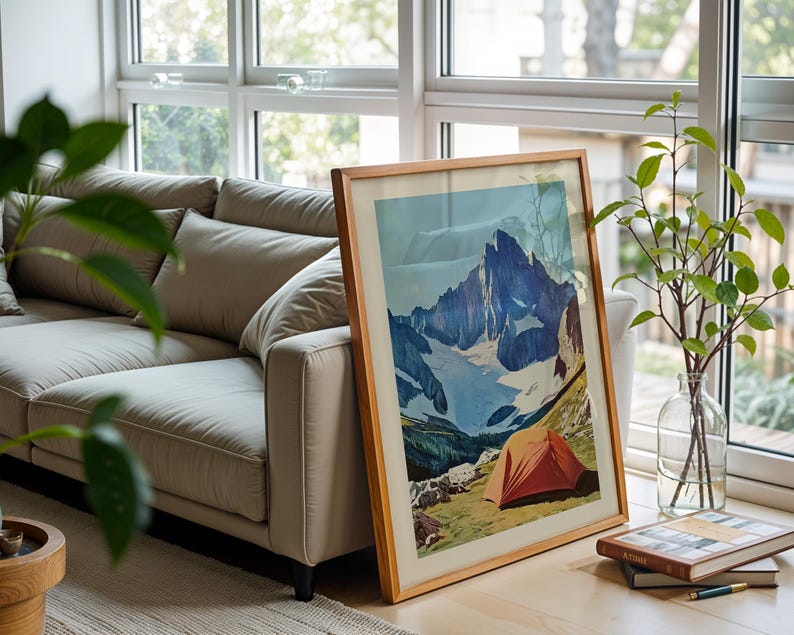 Retro Tent Outdoors Art Prints Mountain Camping Print Hiking Wall Art Printable Rock Climbing Art Cabin Wall Print Outdoorsy Home Decor