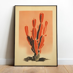 Vintage Kaktus Druck Retro Kaktus Poster druckbare Kaktus Kunst Download Retro Wandkunst Minimalistisches botanisches Poster Boho-Wandkunst Download