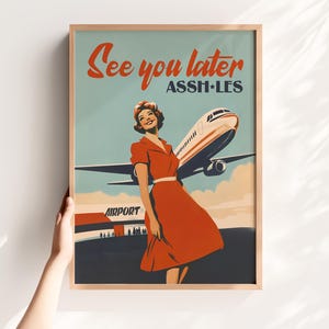 Bis später Druckbare Lustige Retro Wand Kunst Reise Poster Druck Flugbegleiterin Kunst Cabin Crew Geschenk Reisegeschenk Stewardess Poster