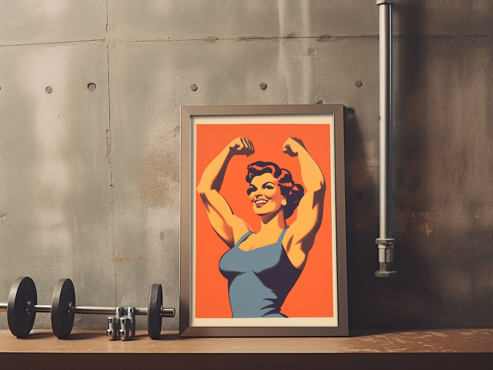 Retro Gym Poster Gym Art Print Gym Wall Art Download Female Gym Print Bodybuilder Print 50s
