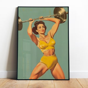 Retro Gym Poster Digital Print Vintage Gym Wall Art Fitness Poster Weightlifting Art Poster Heavy Lifting Art Bodybuilding Print Gym Print