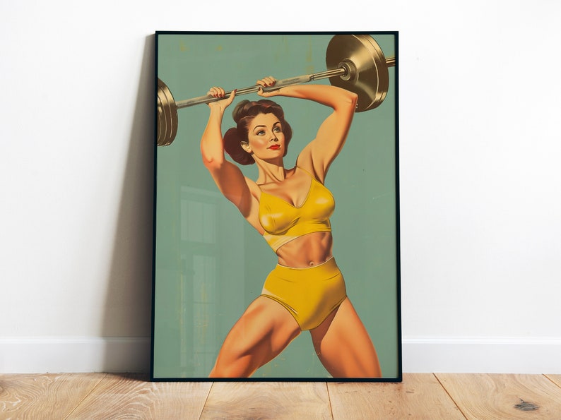 Retro Gym Poster Digital Print Vintage Gym Wall Art Fitness Poster Weightlifting Art Poster Heavy Lifting Art Bodybuilding Print Gym Print