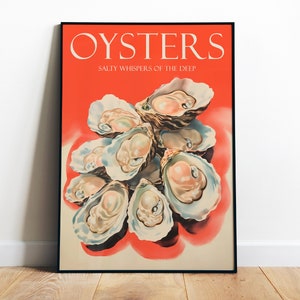 Retro Austern Küche Poster: Seafood Wall Art (Digitaldruck)