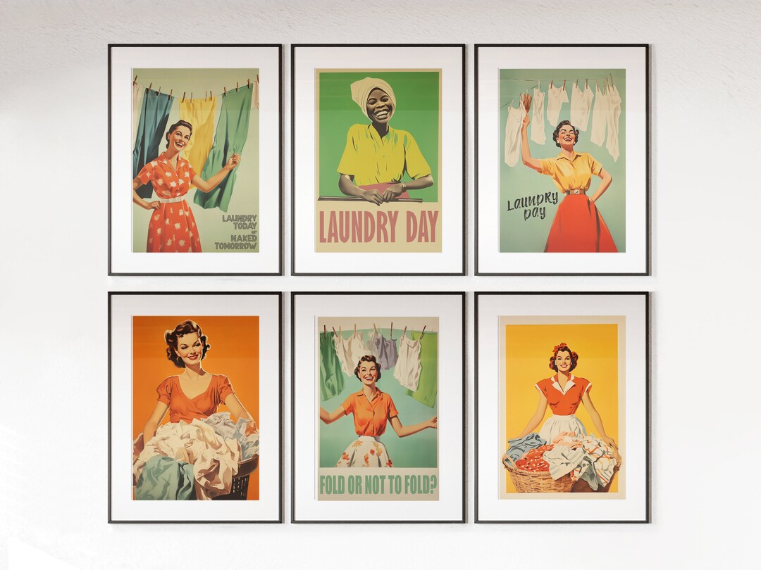 Laundry Room Wall Art Vintage Laundry Print Retro Funny Housewife Print