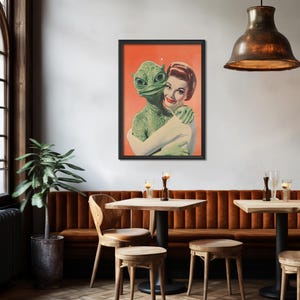Aliens Wall Art Printable Alein Love Art Vintage Sci Fi Poster Alien Art Print Weird Print Retro Funny Poster Maximalist Wall Art Digital