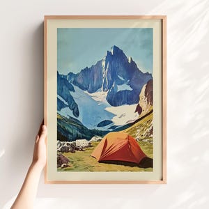 Retro Tent Outdoors Art Prints Mountain Camping Print Hiking Wall Art Printable Rock Climbing Art Cabin Wall Print Outdoorsy Home Decor