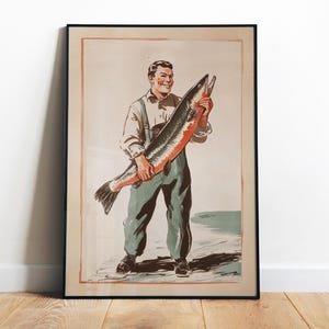 Retro Fishing Print Vintage Fishing Poster Printable Gift for Fisherman Lake House Wall Decor Cabin Wall Art Outdoorsy Dad Gift Rustic Decor