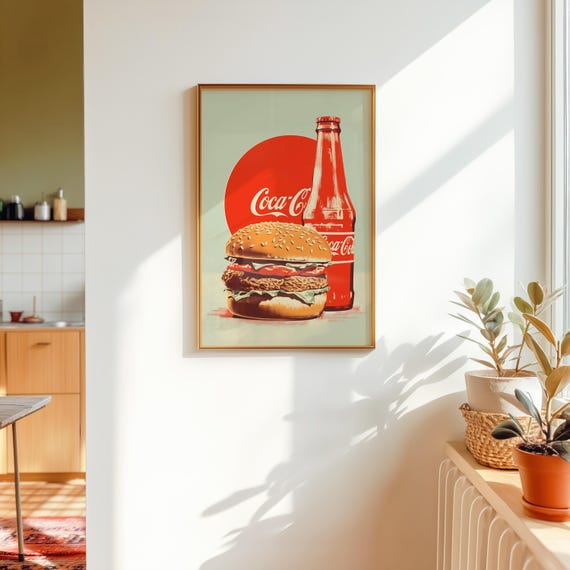 Coca Cola Poster Retro Food Art 1950s Wall Decor Diner Style Print (Digital Download)