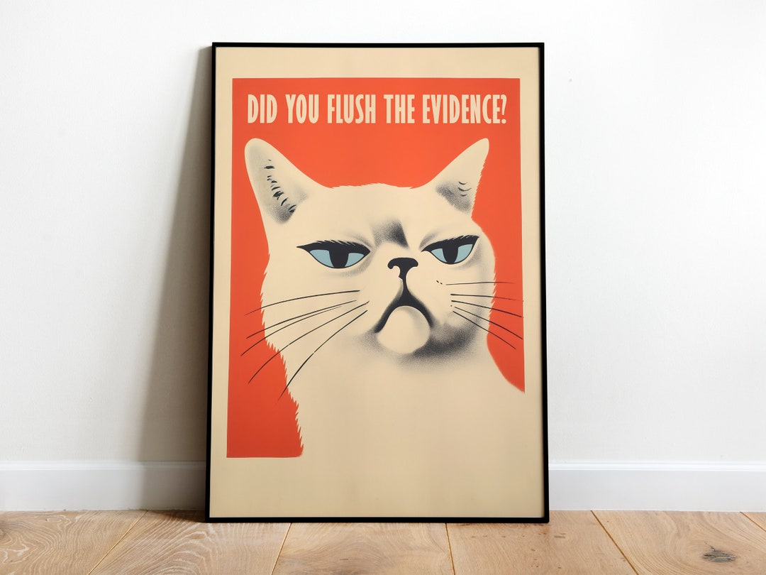 Retro Toilet Art Print Funny Toilet Cat Prints For Bathroom Wall Art retro-toilet-art-print-funny-toilet-cat-prints-for-bathroom-wall-art