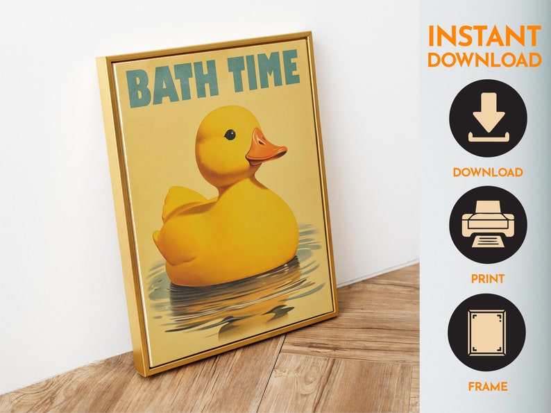 Cute Duck Bathroom Print Yellow Rubber Duck Print Bathroom - Etsy