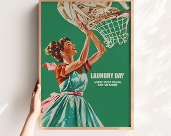 Laundry Day Print Funny Utility Room Art Digital Print Bathroom Poster Laundry Decor