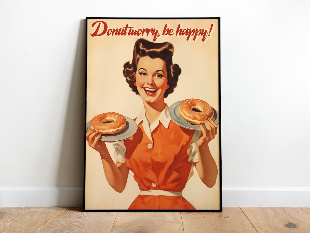 Bakery Wall Art Retro Kitchen Art Print Doughnut Print Cafe Etsy