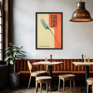For Fork Sake Art Retro Kitchen Print Kitchen Wall Art Food Prints Cafe Art Hostess Gift Minimalistic Kitchen Art Funny Poster Fork Print