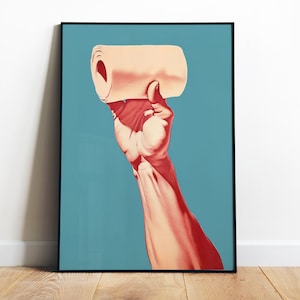 Arte de pared de baño divertido, impresión de papel higiénico imprimible, póster divertido, arte de baño, decoración de pared de baño minimalista digital, arte de pared grande ecléctico