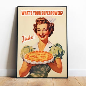 Baking Art Print Cake Art Print Retro Kitchen Wall Art Digital Baker Wall Art 50s Print Cooking Print Funny Gift for Chefs Art Print Gift