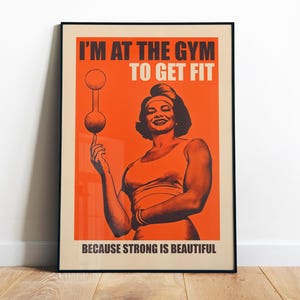 Impresión de motivación para el gimnasio, póster de gimnasio retro imprimible, impresión de gimnasio para mujeres, póster de chica fitness, citas de gimnasio, arte de pared, regalo para amantes del gimnasio, decoración deportiva