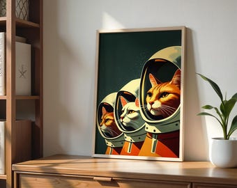 PIXILUV Vintage Postcards - 24 Space Pets Astronaut Retro Greeting Cards 4.5x5.5 Inches