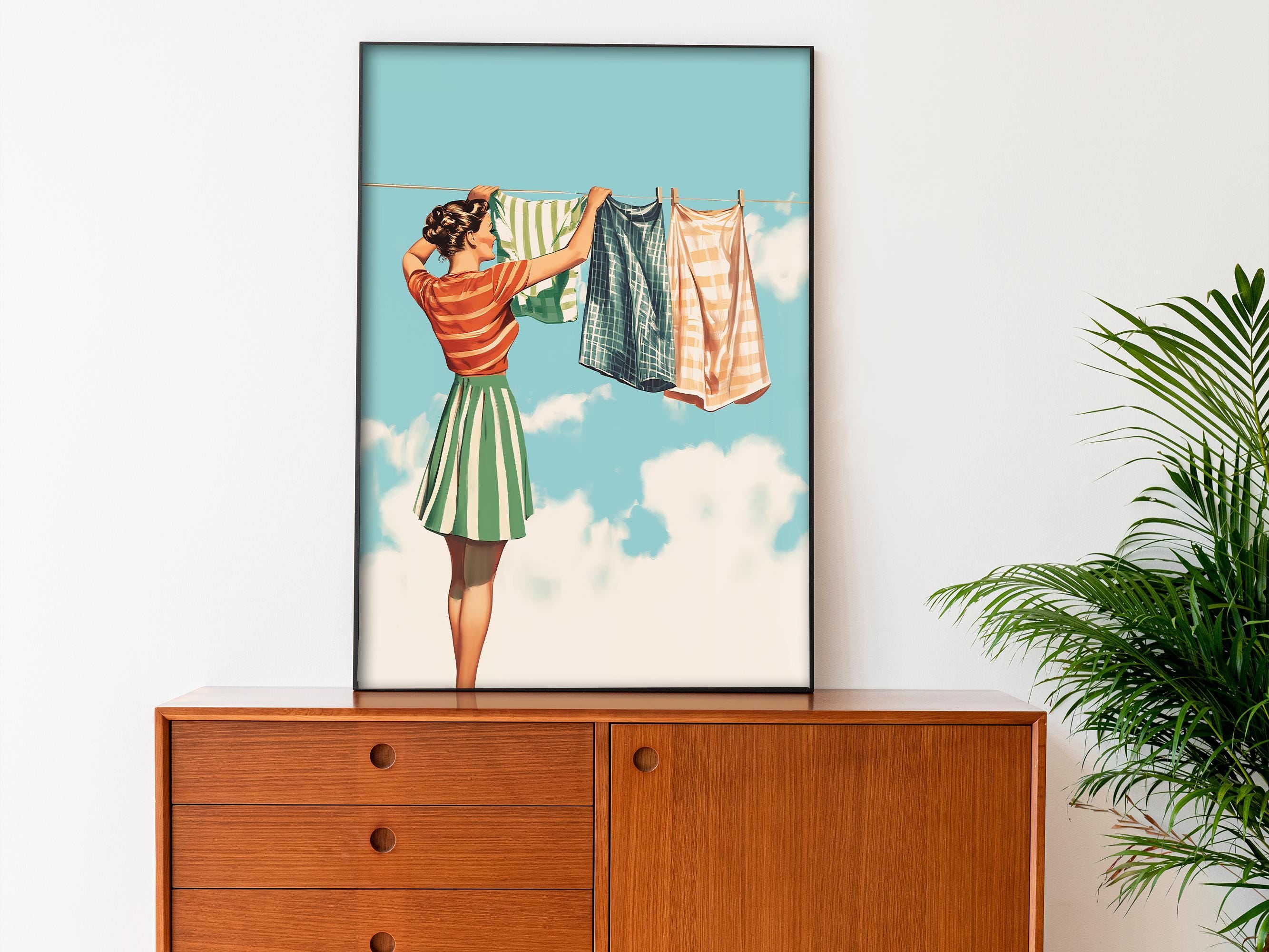 Laundry Wall Art Printable Retro Housewife Art Print Laundry Day Poster ...