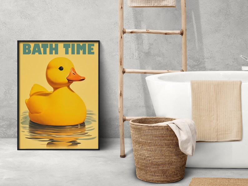 Cute Duck Bathroom Print Yellow Rubber Duck Print Bathroom - Etsy