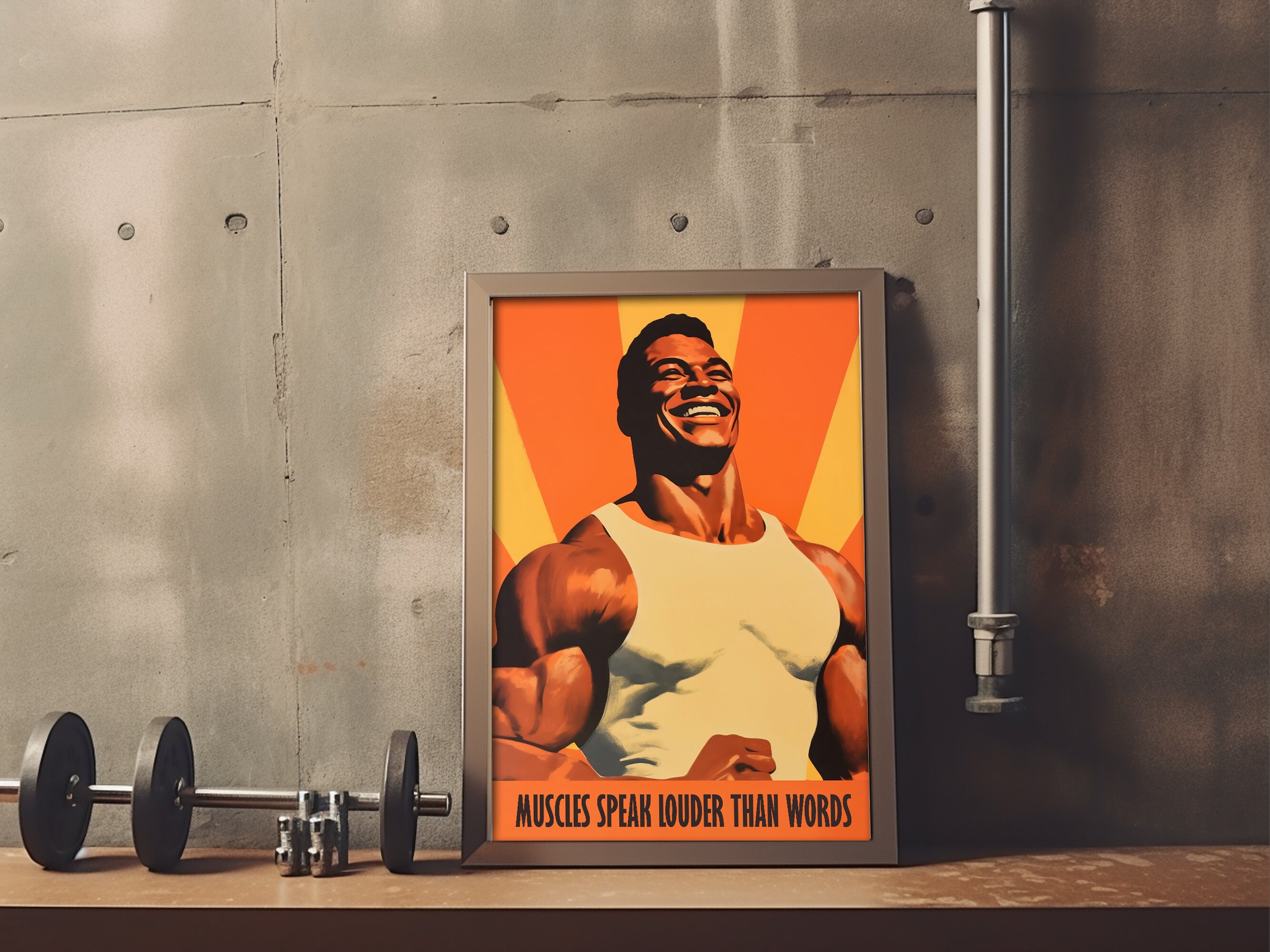 Muscle Building Poster Retro Bodybuilder Gym Poster: Motivational Fitness Art (digital ...