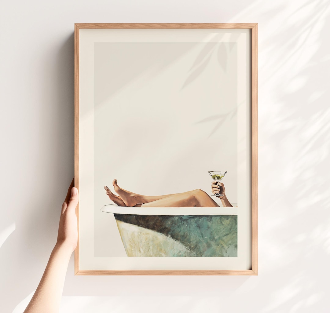 Funny Bathroom Art – Retro Bath Wall Art Vintage Martini Poster ...