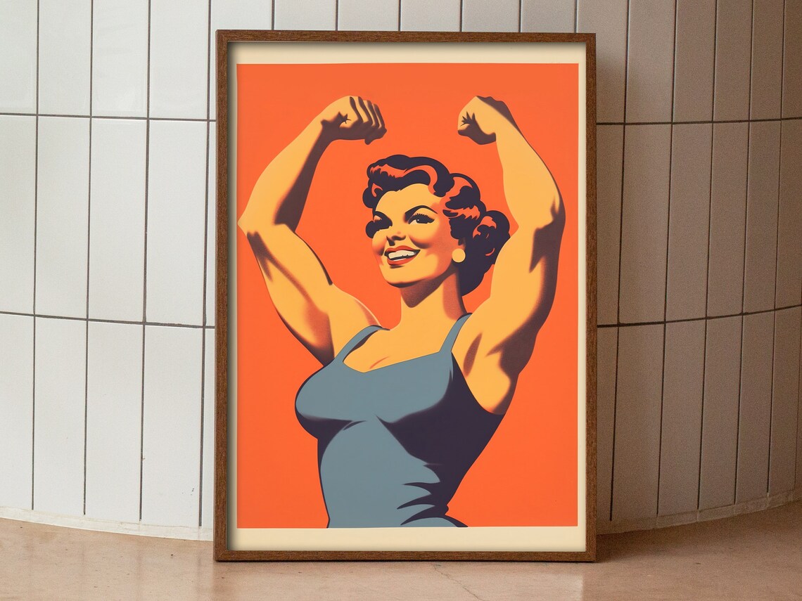 Retro Gym Poster Gym Art Print Gym Wall Art Download Female Gym Print