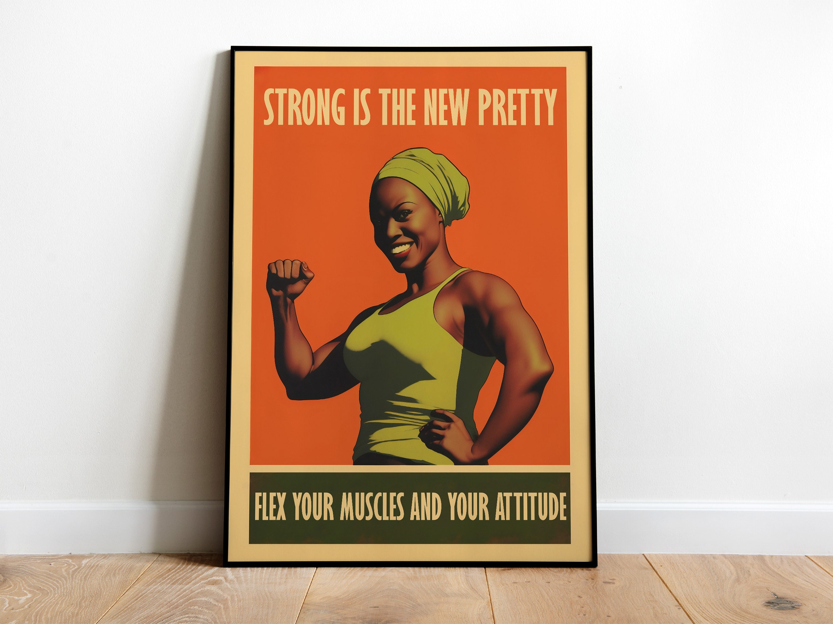 Retro Gym Poster 50s Style Posters Digital Gym Prints Black Woman Print Bodybuilding Poster Home